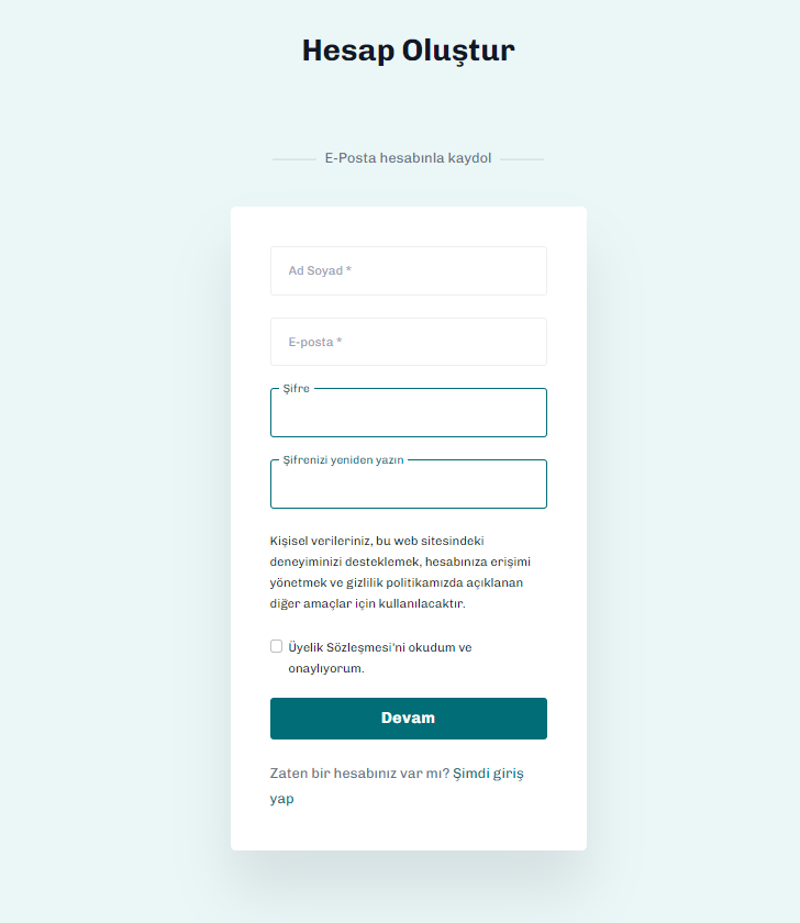 Hesap Oluştur